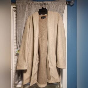 XL Womens Cream Open Front Coat